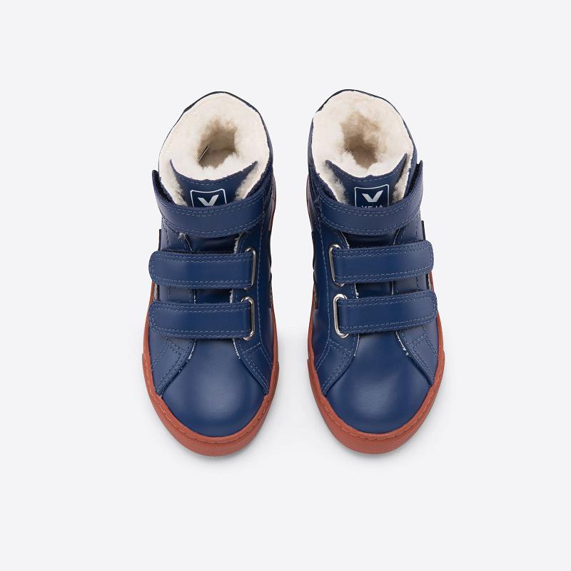 Tenis Veja Niños Outlet - Esplar Mid Zapatillas Azules Cuero ES1506533